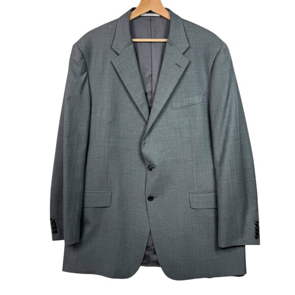 Hickey Freeman Suit 100% Wool Jacket Sport Coat Made in USA 46L Gray Striped